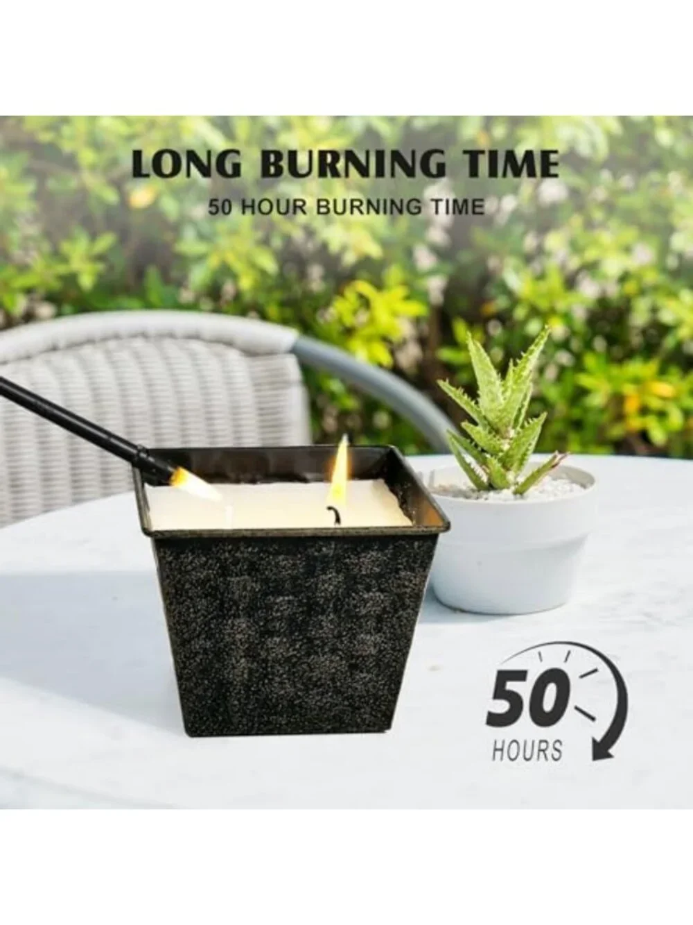 Large Double-Wick Citronella Candles - 2 Pack, 12oz Each, 100-Hour Burn for
